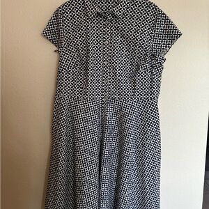 Boden Navy and White Geometric Midi Dress